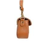 Cognac Leren Handtas gouden H Gesp cognac leer tasjes kettinghengsel crossbodytassen kopen bestellen zijkant1