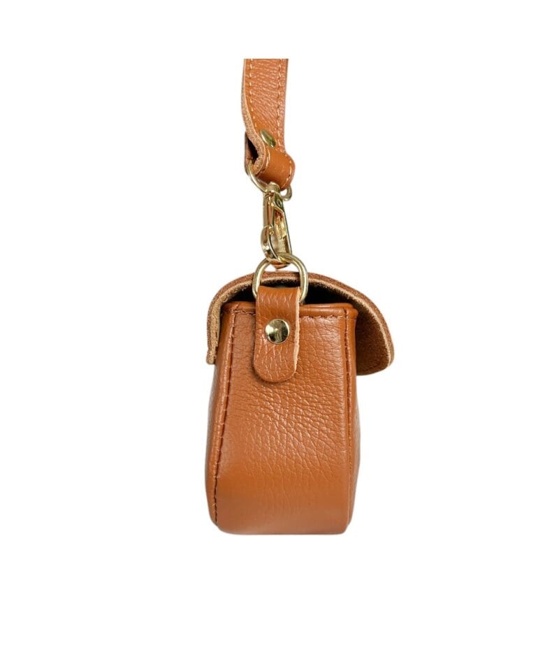 Cognac Leren Handtas gouden H Gesp cognac leer tasjes kettinghengsel crossbodytassen kopen bestellen zijkant1