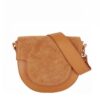 Cognac Leren Schoudertas Suède Flap -camel-schoudertassen-van-suede-leer-trendy-kopen-bestellen-giuliano-