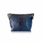 Donker blauwe Leren Schoudertas Bali navy slangenprint snake tassen leer leder italiaans kopen bestellen