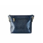 Donker blauwe Leren Schoudertas Bali navy slangenprint snake tassen leer leder italiaans kopen bestellen achter