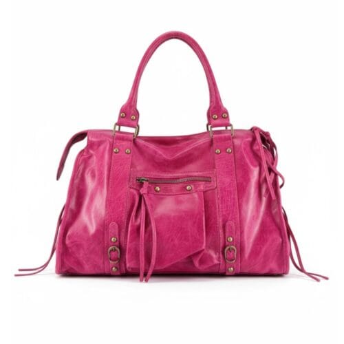 Fuchsia Leren Handtas Classy Fringe Ruime grote handtassen voorvak fashionbags kopen bestellen