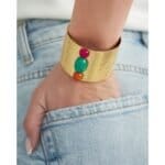 Gouden-Armband-Bohemian-Breezy-brede-rvs-dames-open-armband-Goud-gekleurde-stenen-yehwang