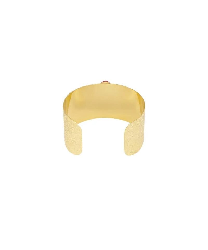 Gouden-Armband-Bohemian-Breezy-brede-rvs-dames-open-armband-Goud-gekleurde-stenen-yehwang-open