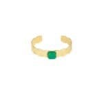 Gouden-Armband-Bohemian-Zen-brede-open-rvs-armbanden-groene-steen-yehwang-Goud-uniek