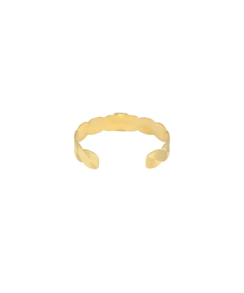 Gouden-Armband-Bohemian-Zen-brede-open-rvs-armbanden-groene-steen-yehwang-Goud-uniek-open