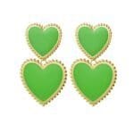 Gouden-Oorbellen-Double-Heart-groen-groene-statement-oorbellen-2-roze-harten-dames-sieraden-yehwan-kopen-bestellen