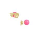 Gouden-RVS-Oorbellen-Strikjes-Studs-fuchsia-oorbel-dames-sieraden-fuchsia-parel-sluiting-kopen-bestellen