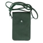 Groen Leren Telefoontasje Simply Basic - donker groen groene groene-leren-schoudertassen-telefoon-tasjes-festival-tasjes-goud-beslag-verwijderbaar-hengsel-trendy-tassen-giuliano-kopen-bestellen-itbags
