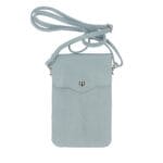 Groen Leren Telefoontasje Simply Basic -licht blauw blauwe-leren-schoudertassen-telefoon-tasjes-festival-tasjes-goud-beslag-verwijderbaar-hengsel-trendy-tassen-giuliano-kopen-bestellen-itbags