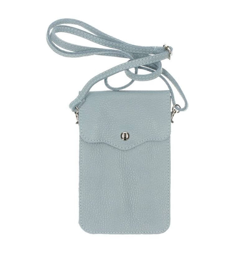 Groen Leren Telefoontasje Simply Basic -licht blauw blauwe-leren-schoudertassen-telefoon-tasjes-festival-tasjes-goud-beslag-verwijderbaar-hengsel-trendy-tassen-giuliano-kopen-bestellen-itbags