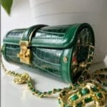 Groene Croco Schoudertas Bella groen gouden studs kettinghengsel chique trendy tassen kopen bestellen 1