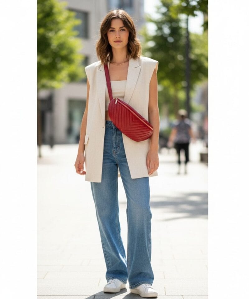 Heuptas-Big-V-rood-rode-heuptassen-fannypack-beltbags-bumbags-online-bestellen-kopen-rits-musthave model