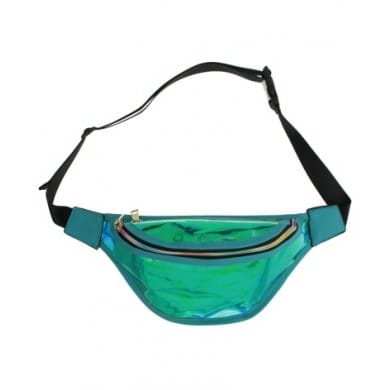 Heuptas Transparant Oily Metallic-Tuquoise-blauw-groen-heuptassen-fannypack-festival-tasjes-online-kopen-bestellen-shiney