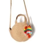 Gevlochten Schoudertas Summer Fun rieten gevlochten ronde handtas lang hengsel boho gekleurde boho hanger zomer musthaves Giuliano kopen