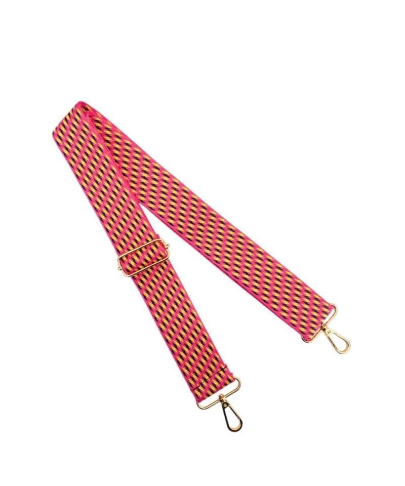 Kleurrijke Bagstrap Vera Roze geel zwart bagstraps tassen hengsels losse banden hartjes harten bagstrap bagstraps goud goud beslag kopen bestellen