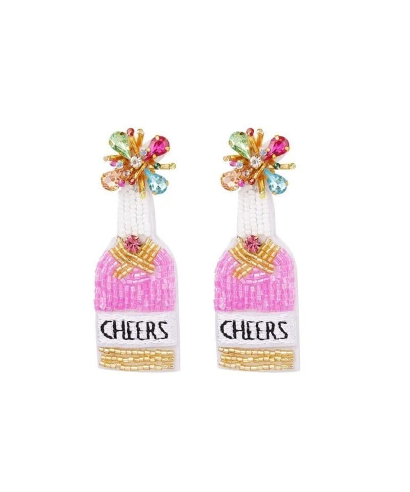Kralen-Oorbellen-Cheers-roze-wit-gouden-kralen-tekst-cheers-statement-champagne-oorbellen-earrings-kopen-bestellen