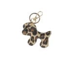 Leren Bag Charm Doggy Tobias leopard trendy leer hond tassenhanger tas sleutel hanger goud kopen bestellen