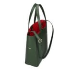 Leren Bag in Bag Shopper Donker groen groene ruime handtas shopper extra binnentas luxe chique tassen italie kopen bestellen binnen
