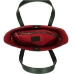 Leren Bag in Bag Shopper Donker groen groene ruime handtas shopper extra binnentas luxe chique tassen italie kopen bestellen extra hengsel