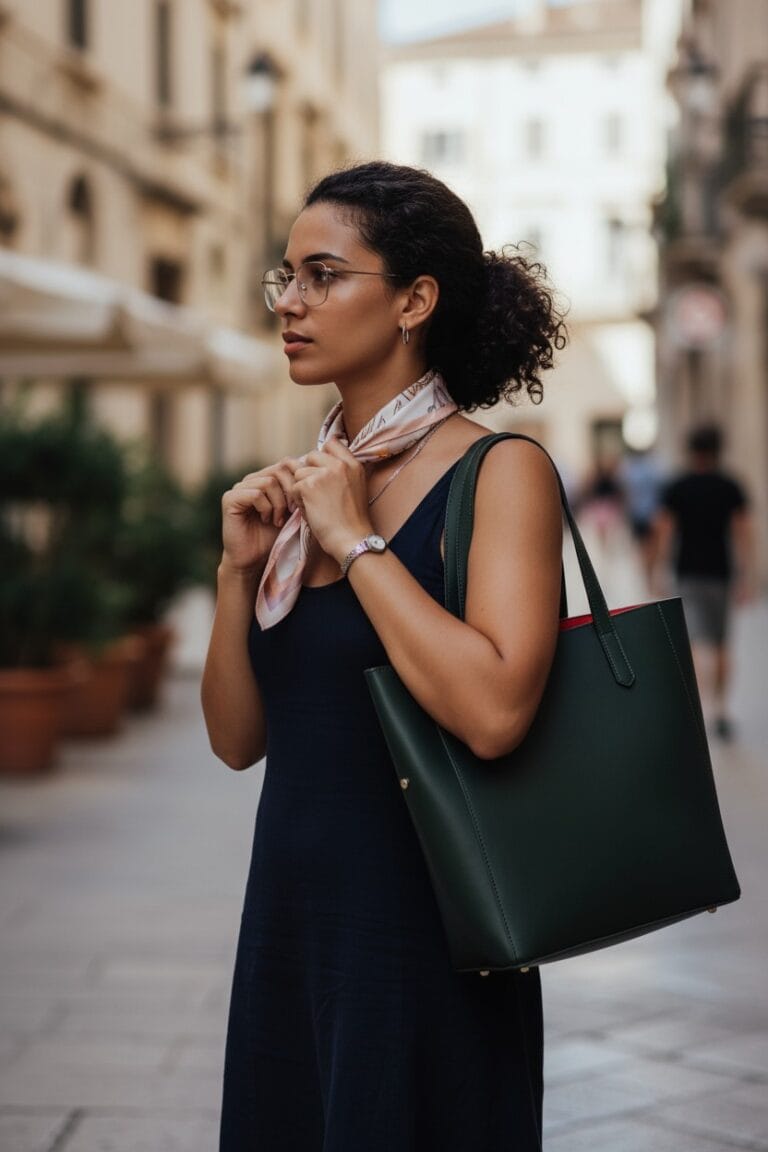 Leren Bag in Bag Shopper Donker groen groene ruime handtas shopper extra binnentas luxe chique tassen italie kopen bestellen model1