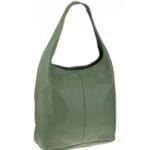 Leren Boho Shopper leger groen groene army leren handtas handtassen shoppers ruime tassen metallic leer kopen bestellen