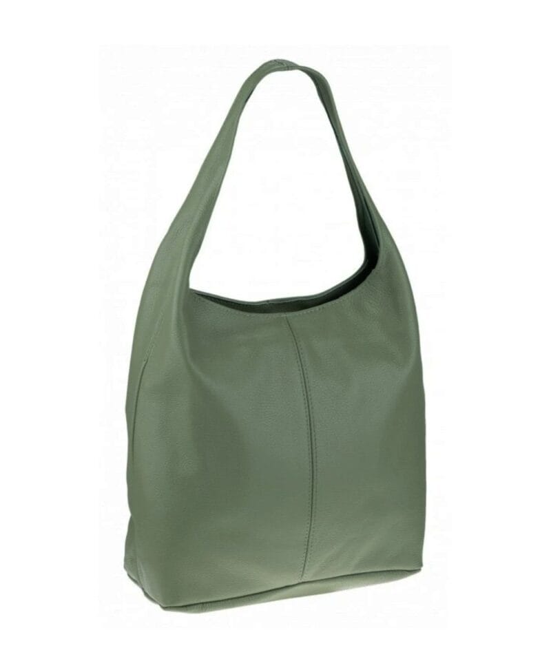 Leren Boho Shopper leger groen groene army leren handtas handtassen shoppers ruime tassen metallic leer kopen bestellen