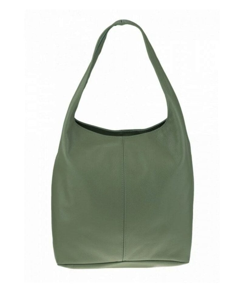 Leren Boho Shopper leger groen groene army leren handtas handtassen shoppers ruime tassen metallic leer kopen bestellen 1