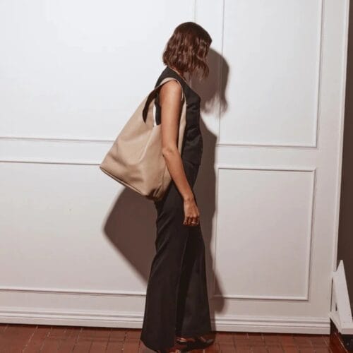 Leren Boho Shopper taupe leren handtas handtassen shoppers ruime tassen metallic leer kopen bestellen3