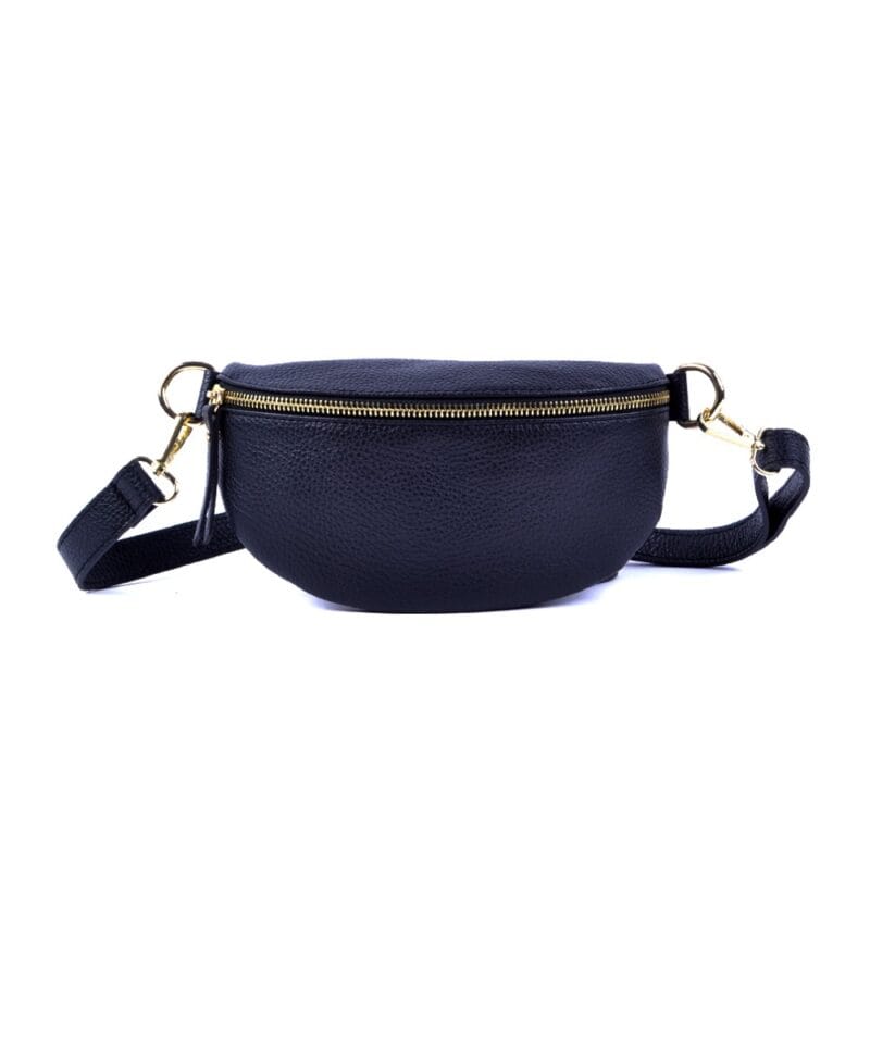 Leren Bumbag Faya -donker-blauw-blauwe-navy-bumbag-schoudertas-rits-crossbody-bag-tassen-kopen-bestellen-goedkope-lederen-tassen-