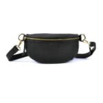 Leren Bumbag Faya -zwart-zwarte-goud beslag-schoudertas-rits-crossbody-bag-tassen-kopen-bestellen-goedkope-lederen-tassen-