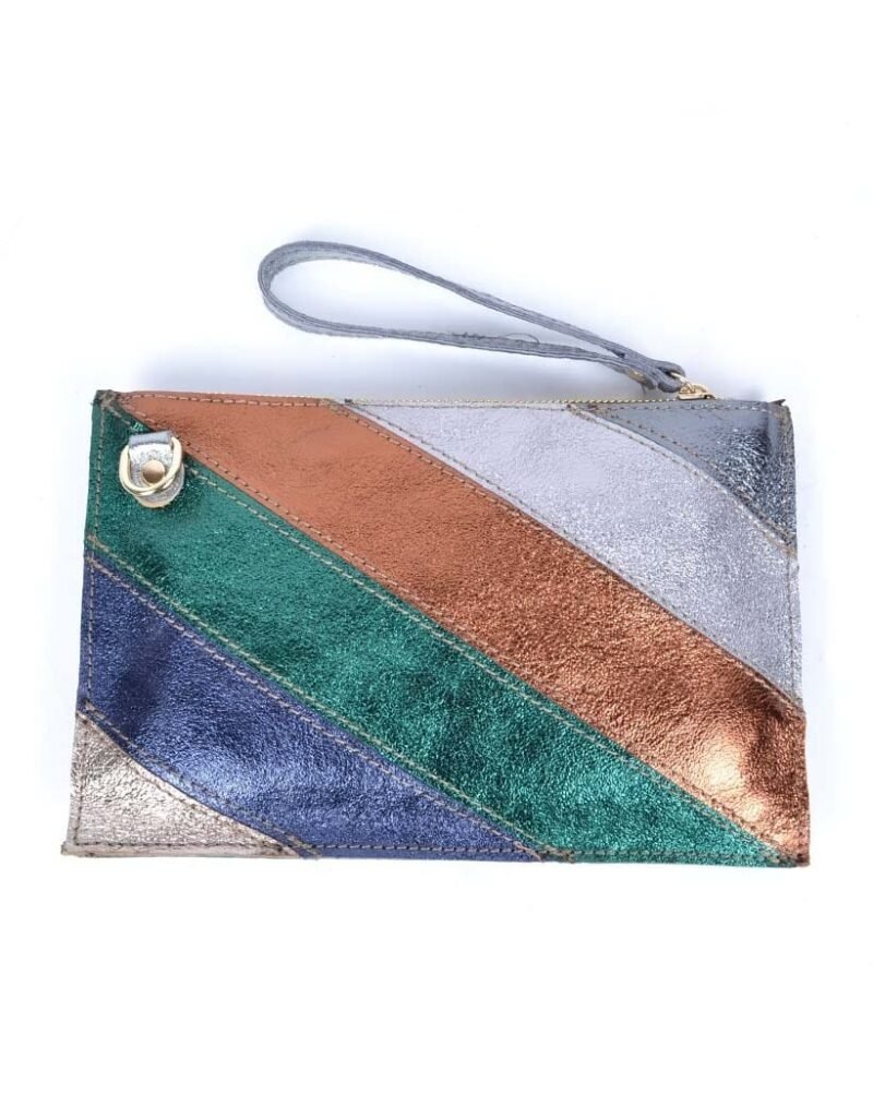 Leren Clutch Metallic Rainbow Dark-koper-zilver-paars-groen-look-a-like-it-bags-regenboogkleuren-giuliano-bestellen-kopen