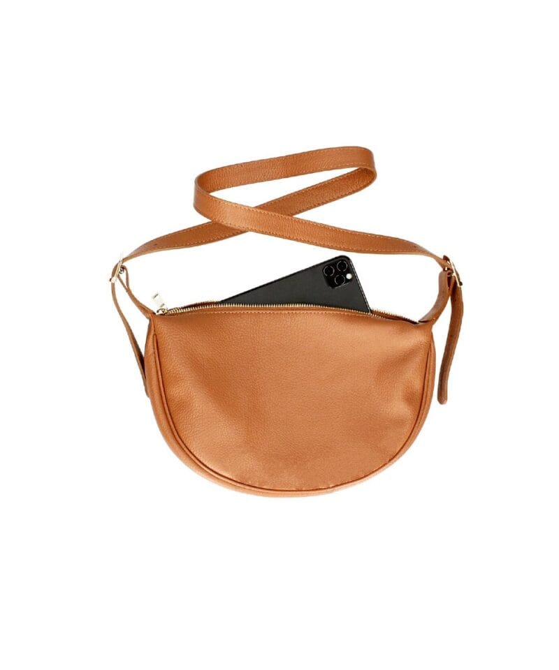 Leren Crossbody Tas Paris cognac trendy luxe leren italiaans leder crossbody tassen kopen bestellen details