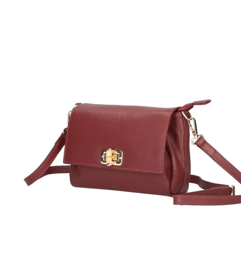 Leren Crossbodytas madeleine bordeaux leer schoudertassen houten draaislot luxe leren tassen kopen bestellen zij