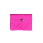 Leren Gevlochten Portemonnee Mina hot pink kleine 2vaks etui drukknoop en ritsvak italiaans leder kopen bestellen