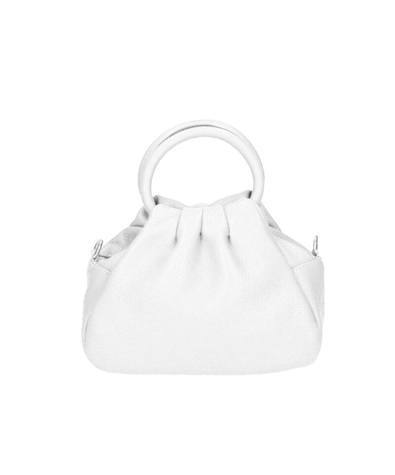 Leren Handtas Agnes wit witte leer handtassen rond handvat zacht kalfsleer italiaanse tassen kopen bestellen