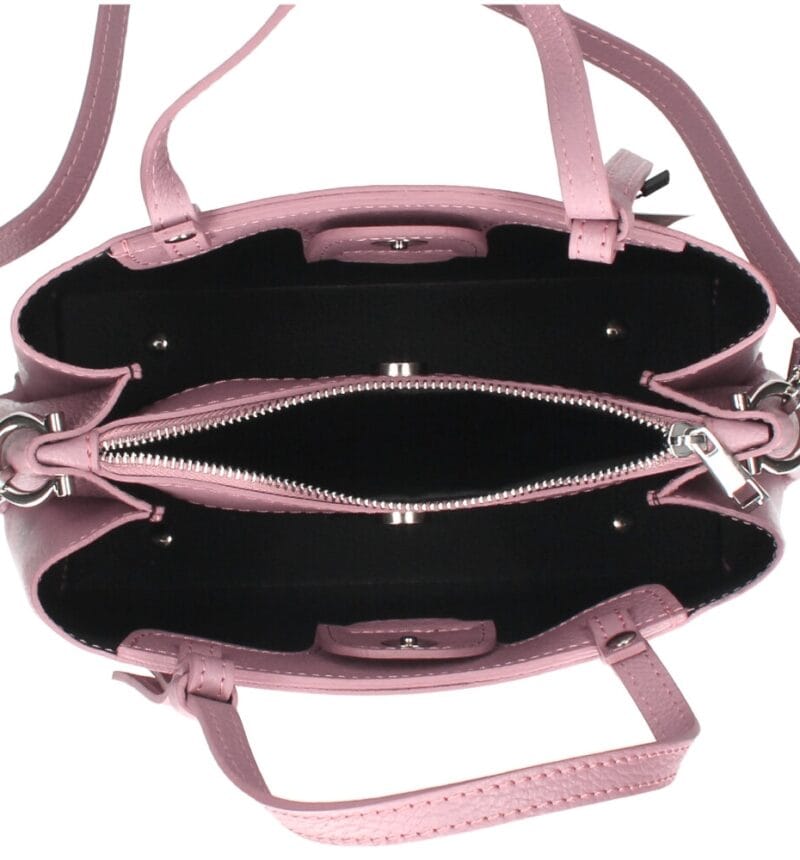 Leren Handtas Bonita oud roze leren handtassen gouden details stevig italiaans leren tassen kopen bestellen binnenkant