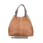 Leren Handtas Clarissa braided COGNAC gevlochten leren handtassen bruine leren hengsels luxe italiaans leren tassen kopen bestellen