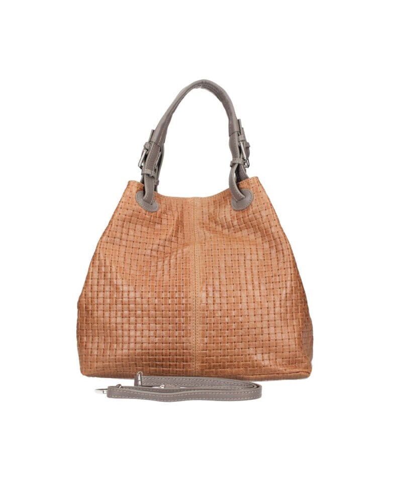 Leren Handtas Clarissa braided COGNAC gevlochten leren handtassen bruine leren hengsels luxe italiaans leren tassen kopen bestellen