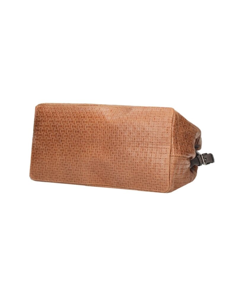 Leren Handtas Clarissa braided COGNAC gevlochten leren handtassen bruine leren hengsels luxe italiaans leren tassen kopen bestellen onder