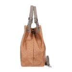Leren Handtas Clarissa braided COGNAC gevlochten leren handtassen bruine leren hengsels luxe italiaans leren tassen kopen bestellen zij