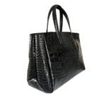 Leren Handtas Croco zwart zwarte handtassen tassen kantoor ruime shoppers handtassen leer croco print kopen bestellen zij
