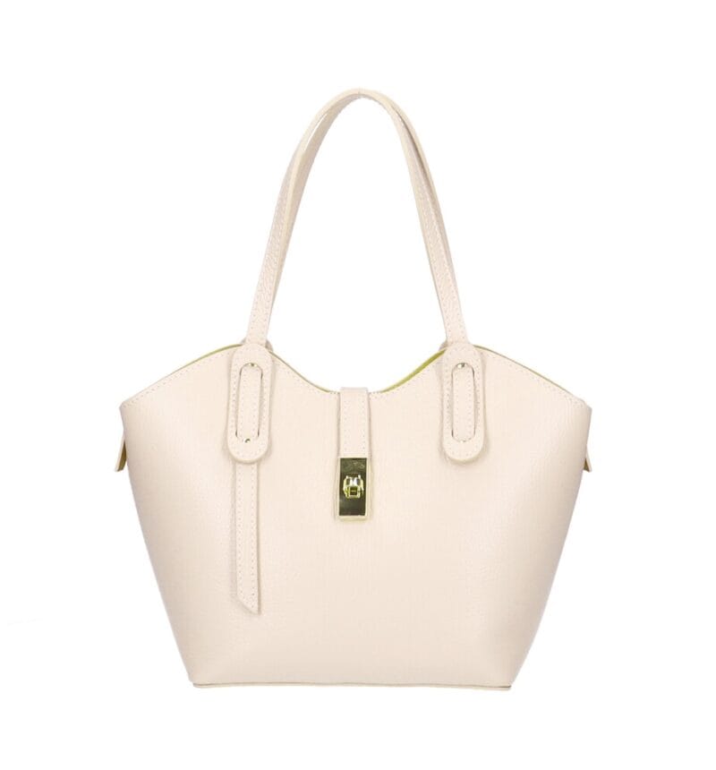 Leren Handtas Giuly bag in bag beige stevige ruime leren handtassen schoudertassen kopen bestellen