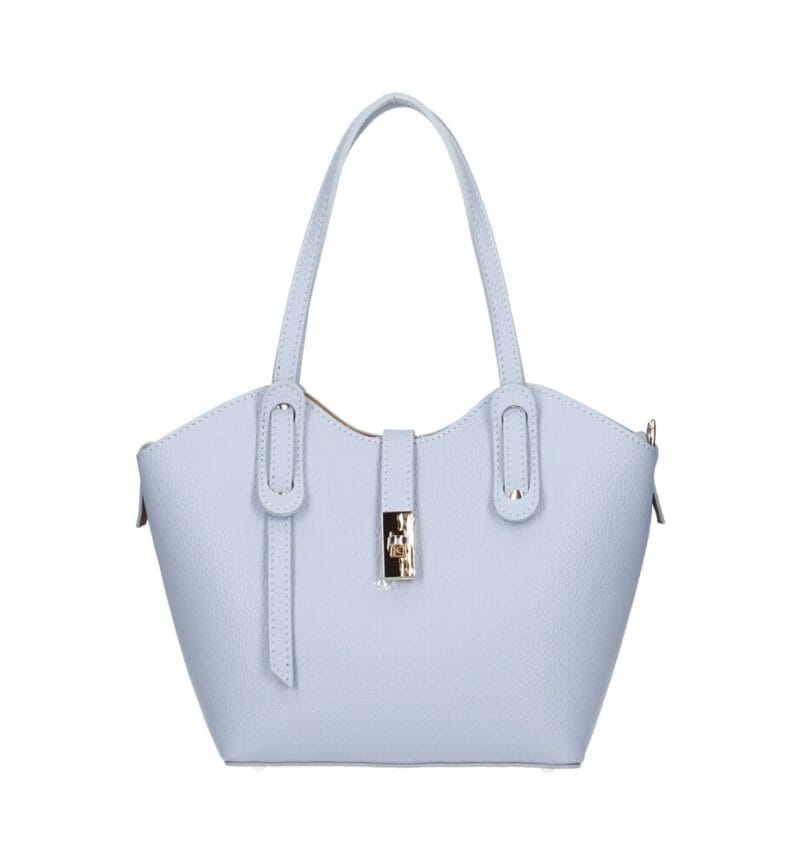 Leren Handtas Giuly bag in bag lichtblauw babyblauw blauwe stevige ruime leren handtassen schoudertassen kopen bestellen