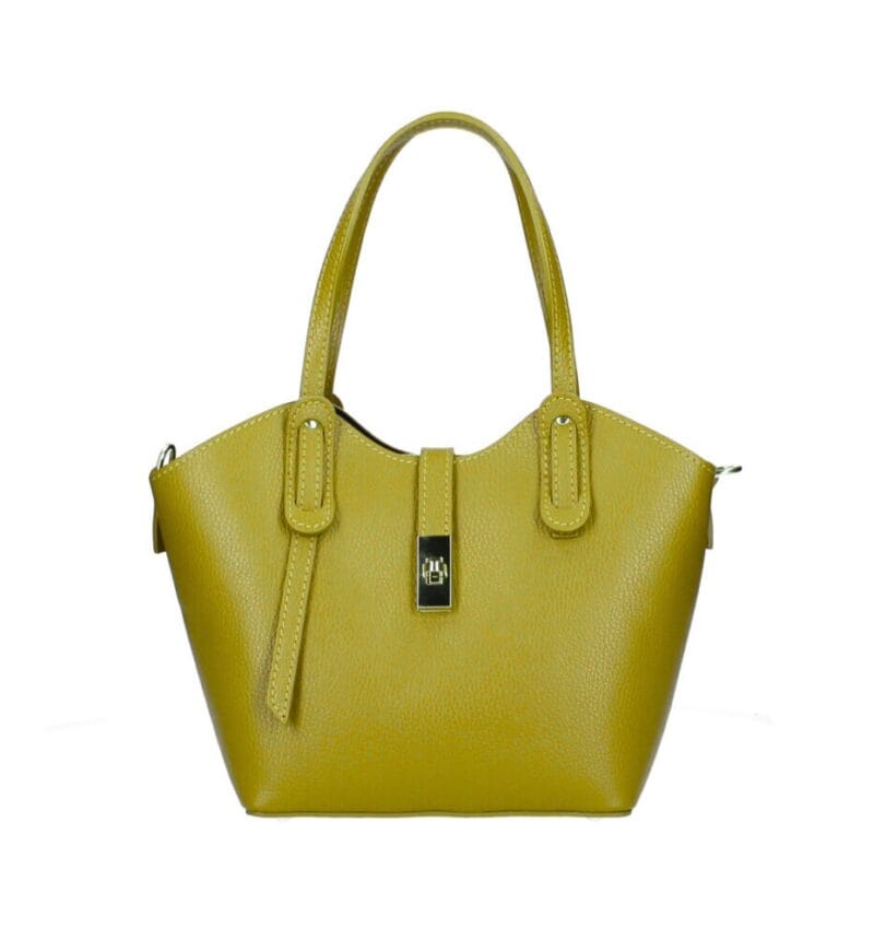 Leren Handtas Giuly bag in bag mosterdgeel gele stevige ruime leren handtassen schoudertassen kopen bestellen