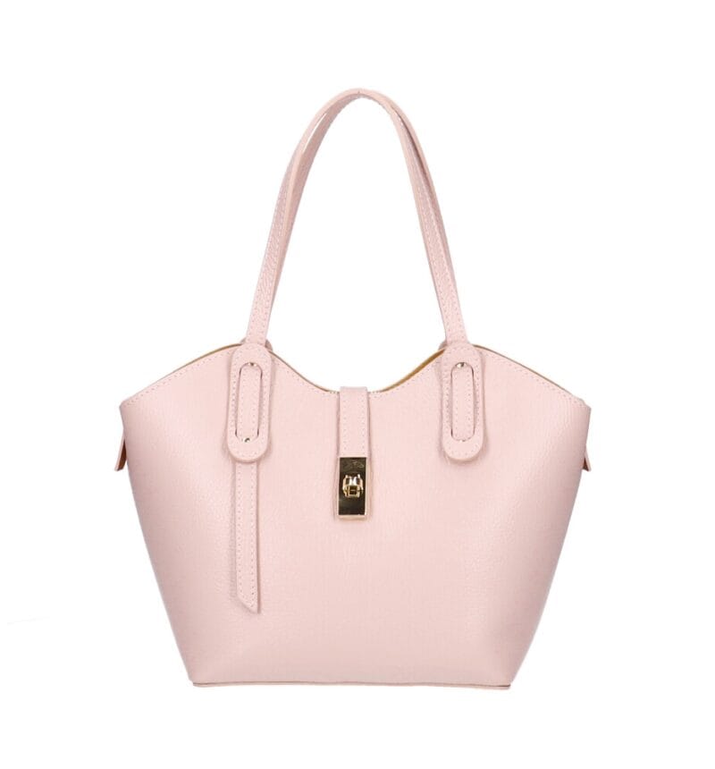 Leren Handtas Giuly bag in bag poederroze roze stevige ruime leren handtassen schoudertassen kopen bestellen