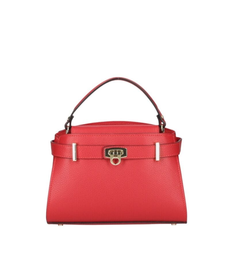 Leren Handtas Ischia rood rode leren handtassen schoudertassen stevig gouden sierslot italiaans leren tassen kopen-Photoroom