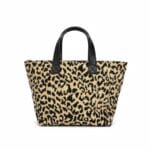 Leren Handtas Leopard Tote zwarte leren hengsels onderkant lang hengsel trendy chique dames tassen panter print kopen bestellen