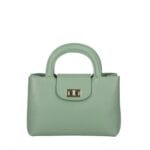 Leren Handtas Malika mint stevige leren handtassen gouden draaislot italiaans leer