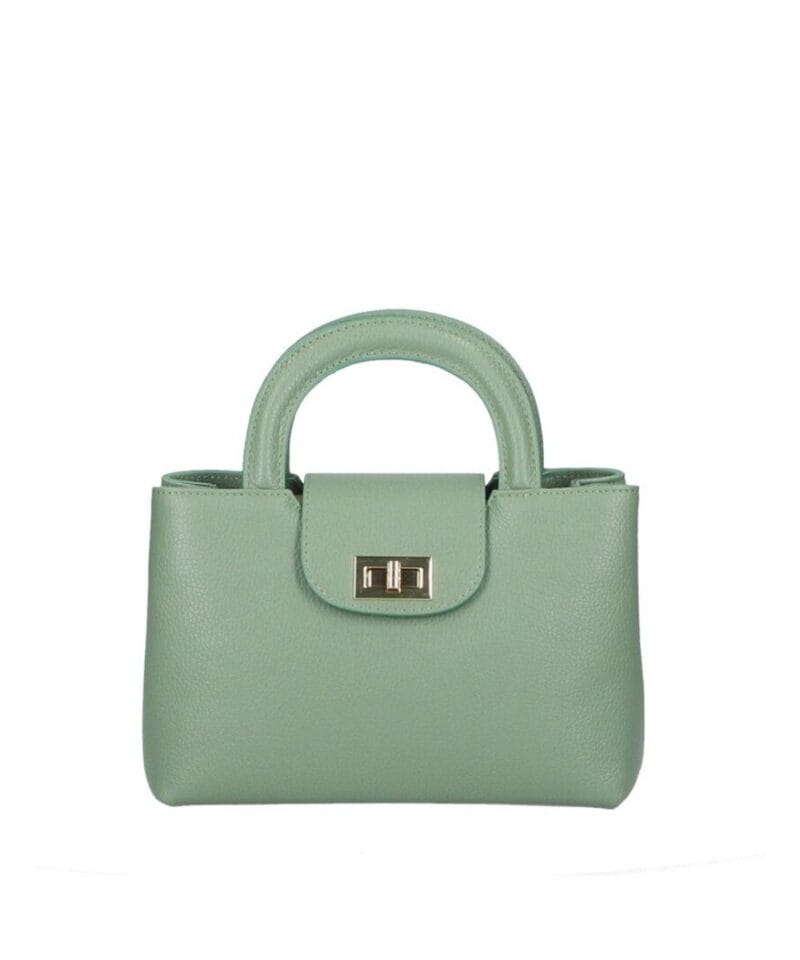 Leren Handtas Malika mint stevige leren handtassen gouden draaislot italiaans leer